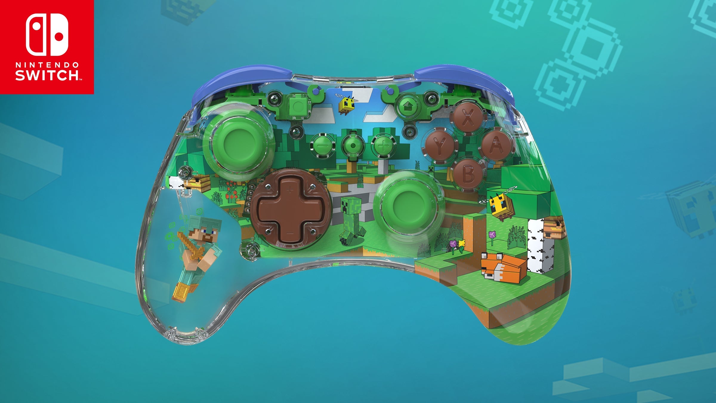 Controller - PDP REALMz Wireless-ontroller: Minecraft Forest Biome - Nintendo Switch